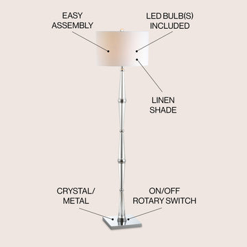 Francine 60" Crystal LED Floor Lamp - JONATHAN Y